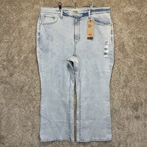 Levis Jeans Women Plus 18W Blue Flare High Waisted Crop Stretch Light Wash Denim